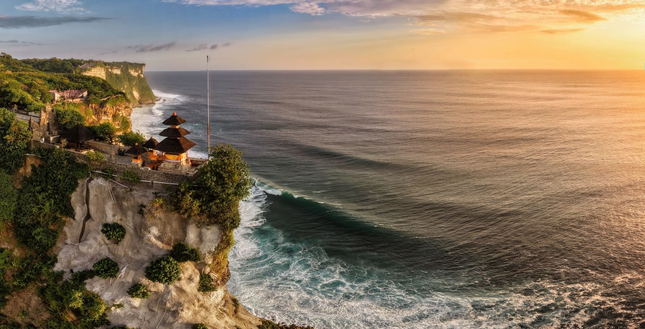 Uluwatu sunset over the temple cliff in Bali