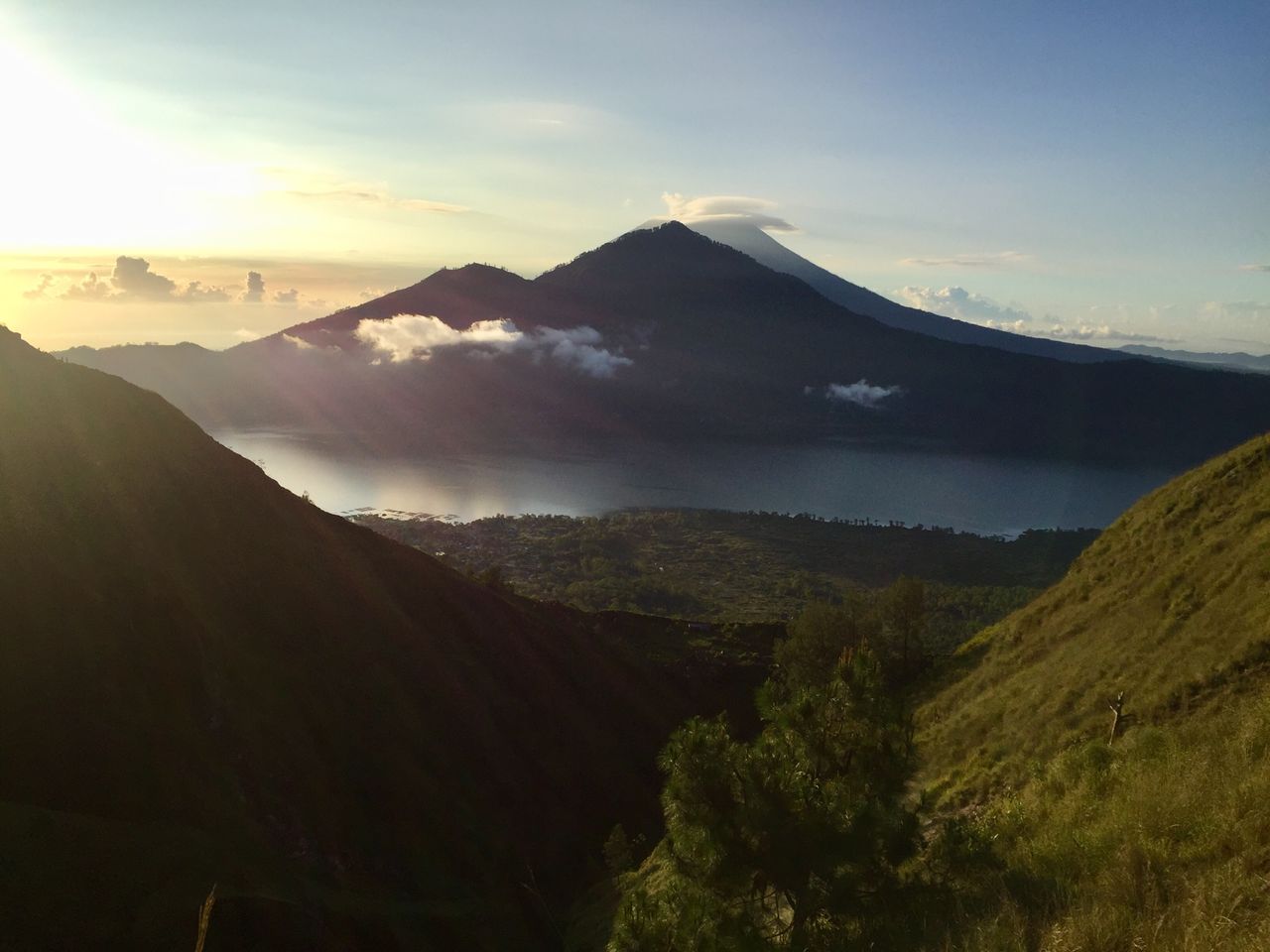 Landscape view of the Batur volcano in Bali